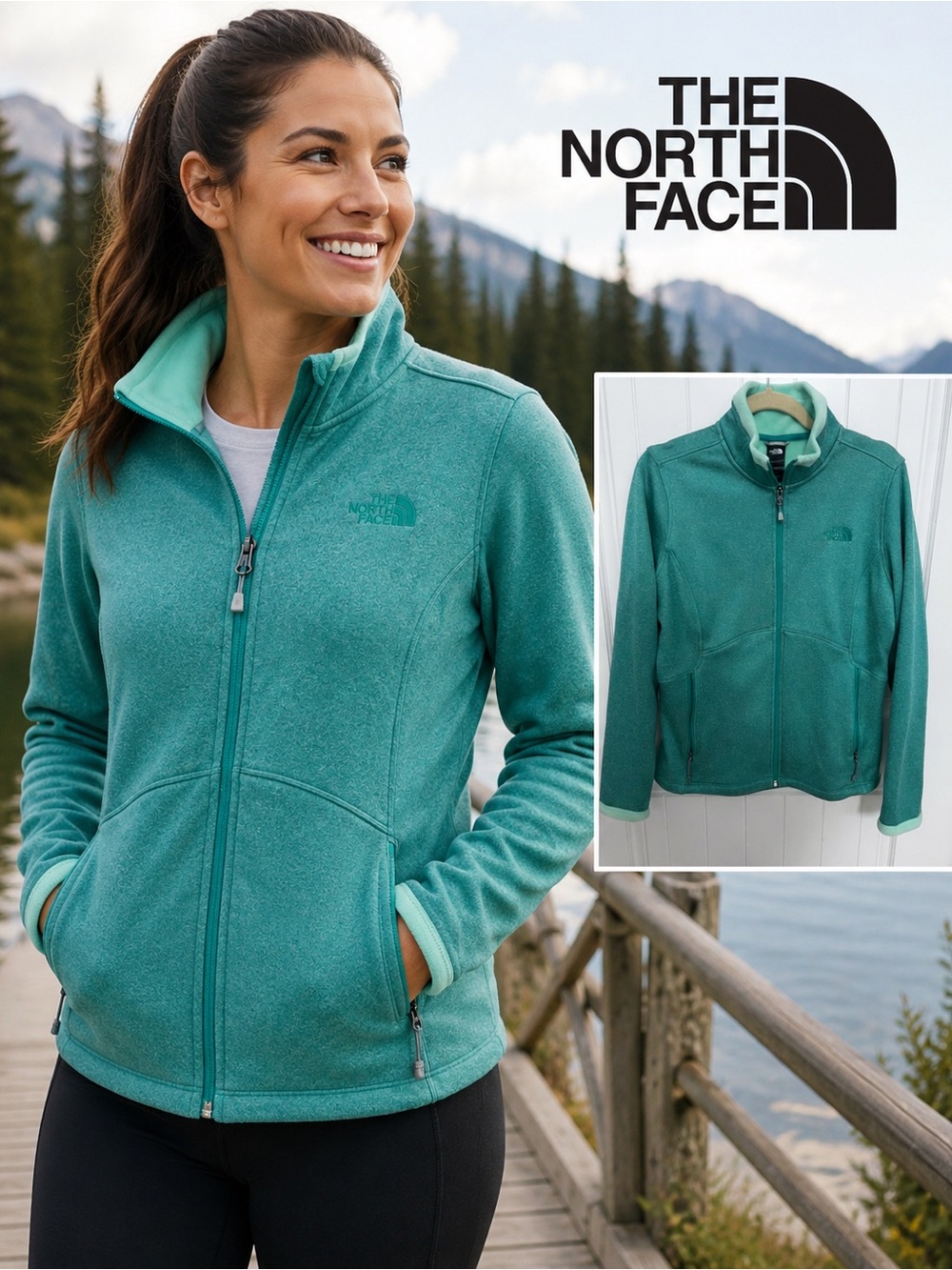 The North Face Women’s Full-Zip Fleece Jacket – Teal | Size Large